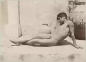 Free download [Reclining Male Nude Beside Vase] free photo or picture to be edited with GIMP online image editor
